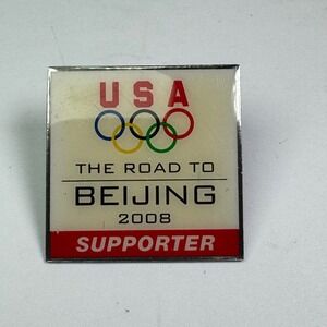 USA Road to Beijing 2008 Olympics Supporter Enamel Lapel Pin by Aminco 1 ich